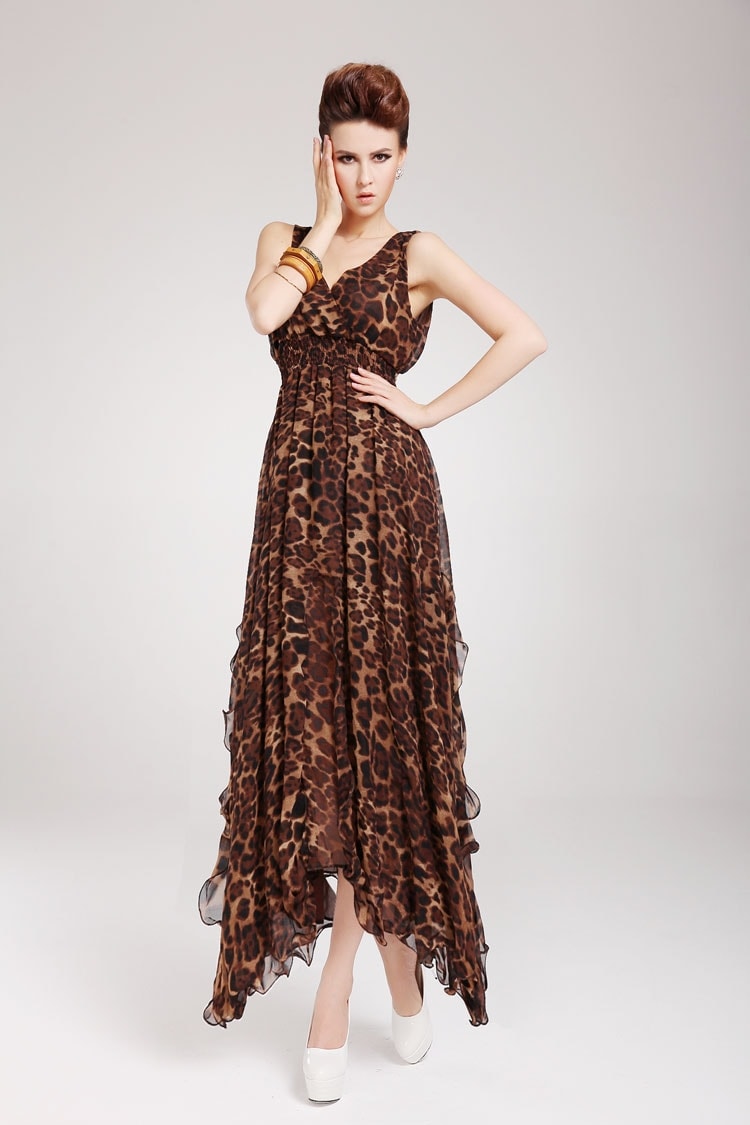 Chiffon Long Dress DS3854 Brown