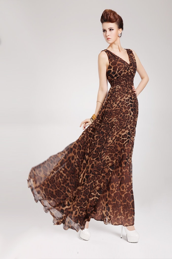 Chiffon Long Dress DS3854 Brown