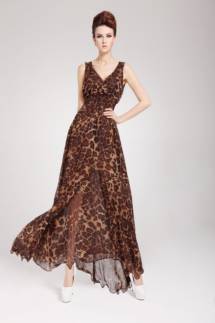 Chiffon Long Dress DS3854 Brown