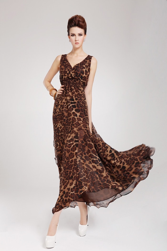 Chiffon Long Dress DS3854 Brown