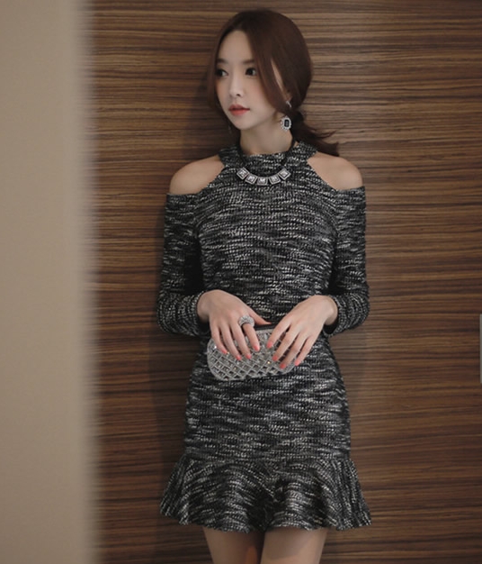 Dress DS3858 Gray