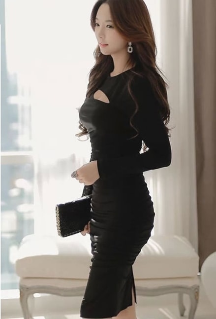 Silk Dress DS3867 Black