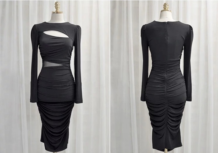 Silk Dress DS3867 Black