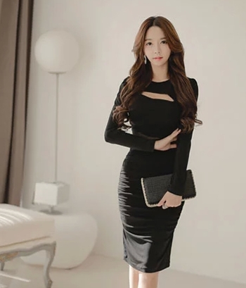 Silk Dress DS3867 Black