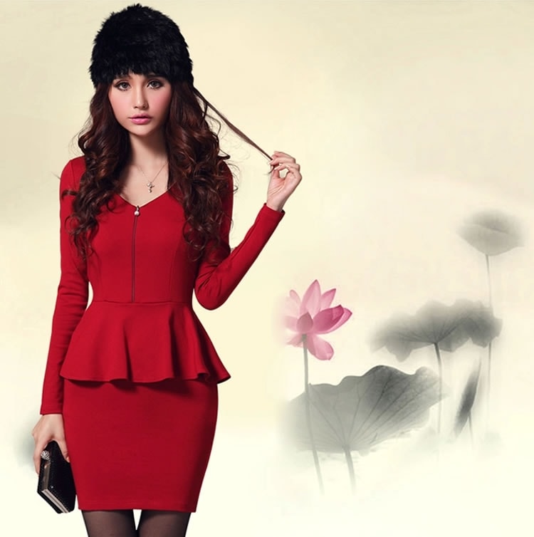 Dress DS3870 Burgundy