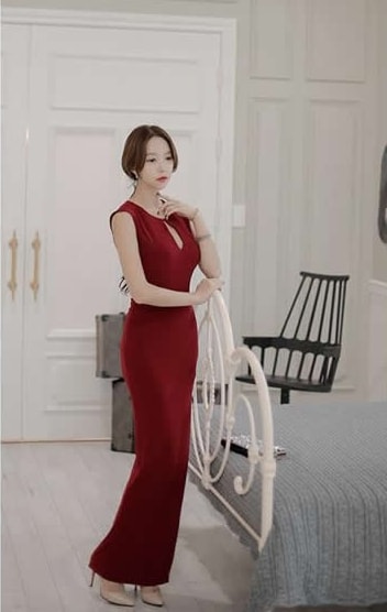 Silk Long Dress DS3886 Burgundy