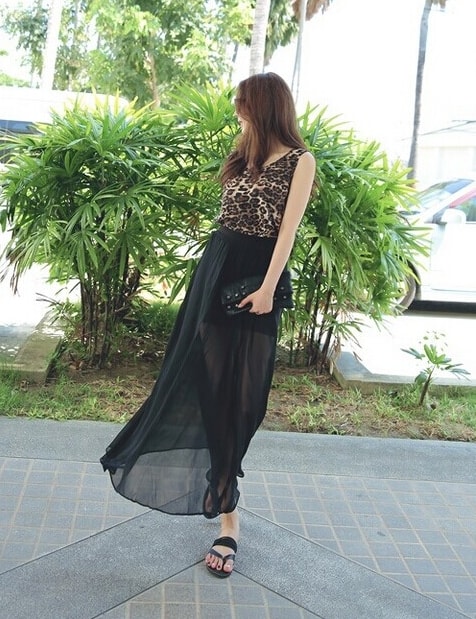 Leopard Long Dress DS3888 Black