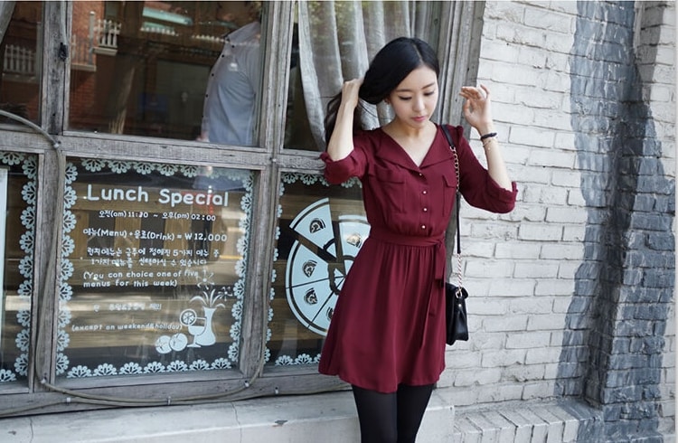 Dress DS3907 Burgundy