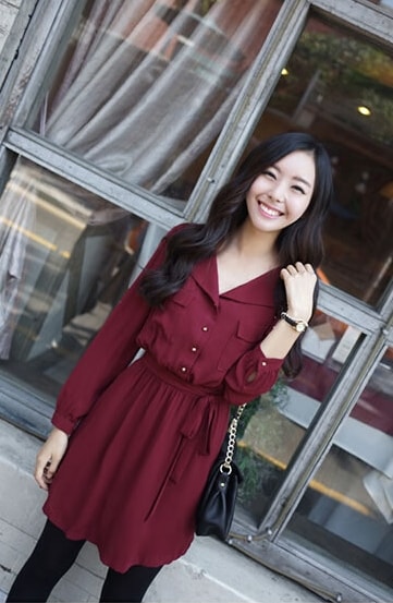 Dress DS3907 Burgundy