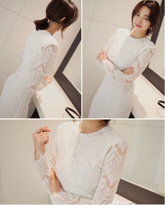 Lace Long Dress DS3910 White