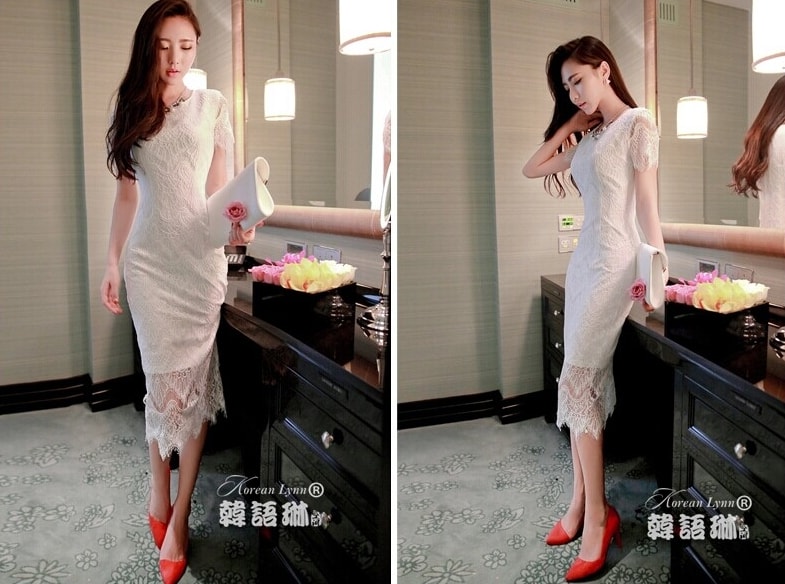 Lace Long Dress DS3910 White