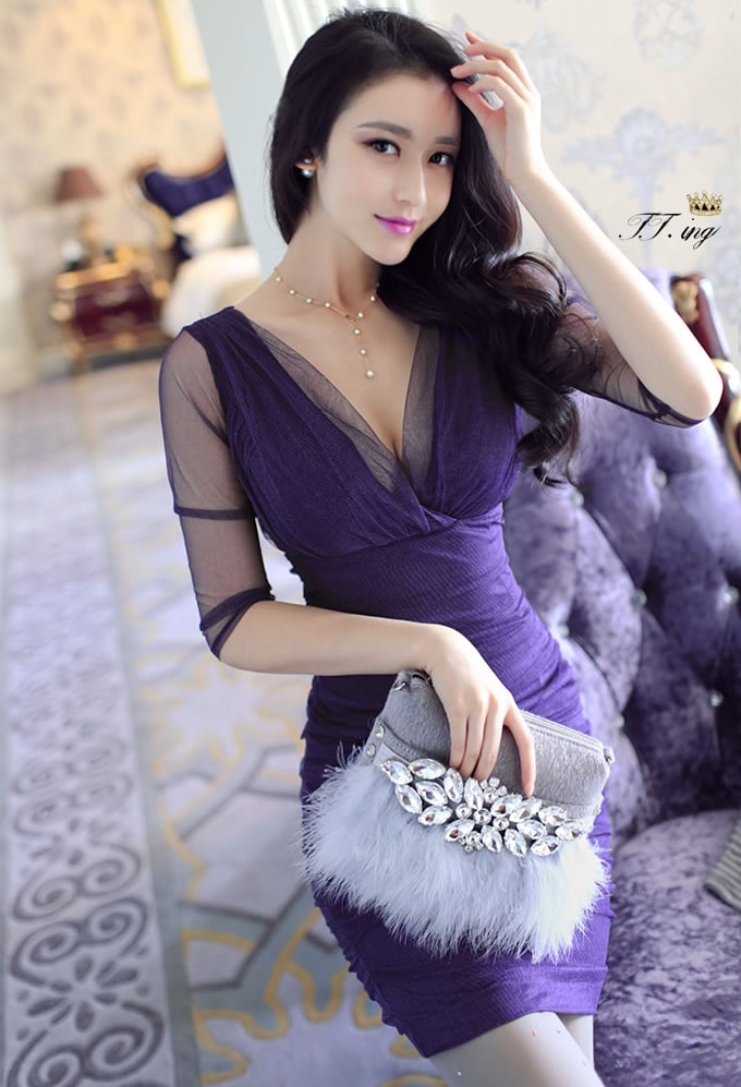 Mesh Dress DS3918 Purple