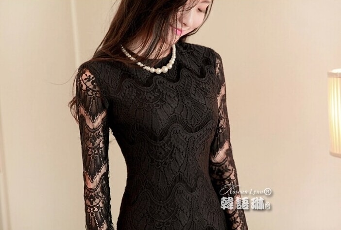 Lace Long Dress DS3921 Black