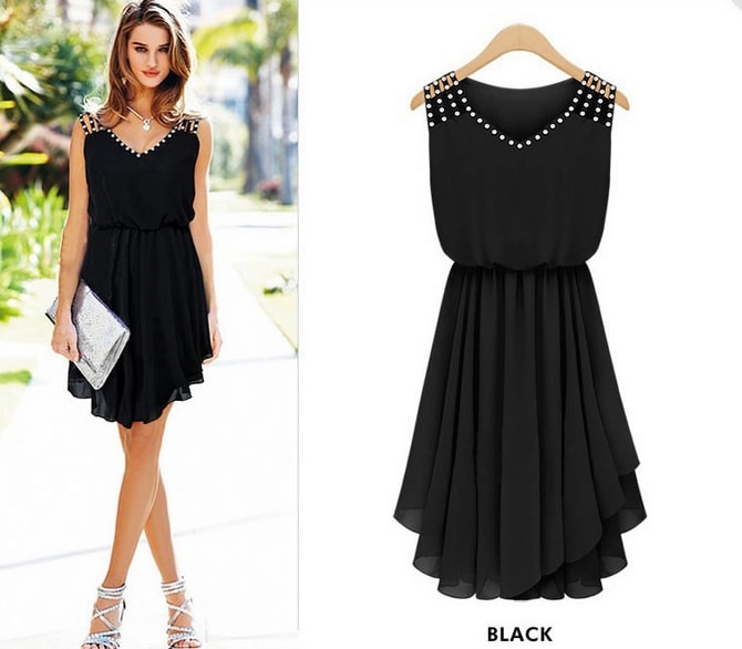 Chiffon Dress DS3970 Black