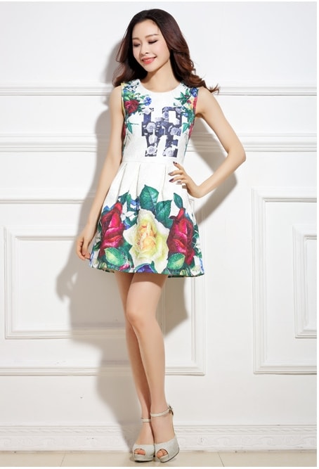 Jacquard Dress DS3994 White