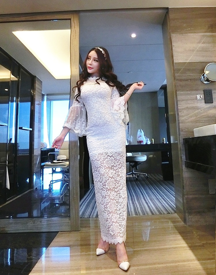 Lace Long Dress DS4026 White