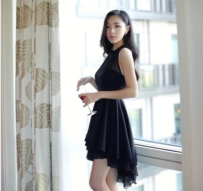 Chiffon Dress Import DS4044 Black