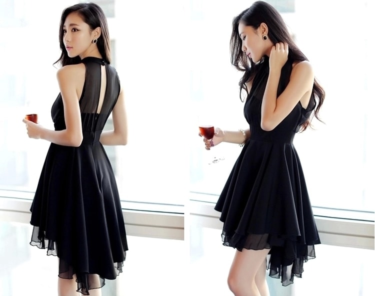 Chiffon Dress Import DS4044 Black