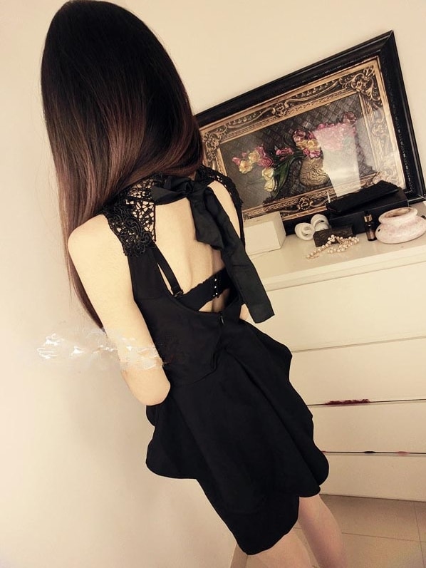 Halter Lace Dress DS4054 Black