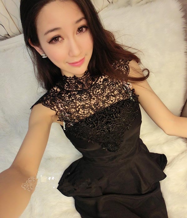 Halter Lace Dress DS4054 Black