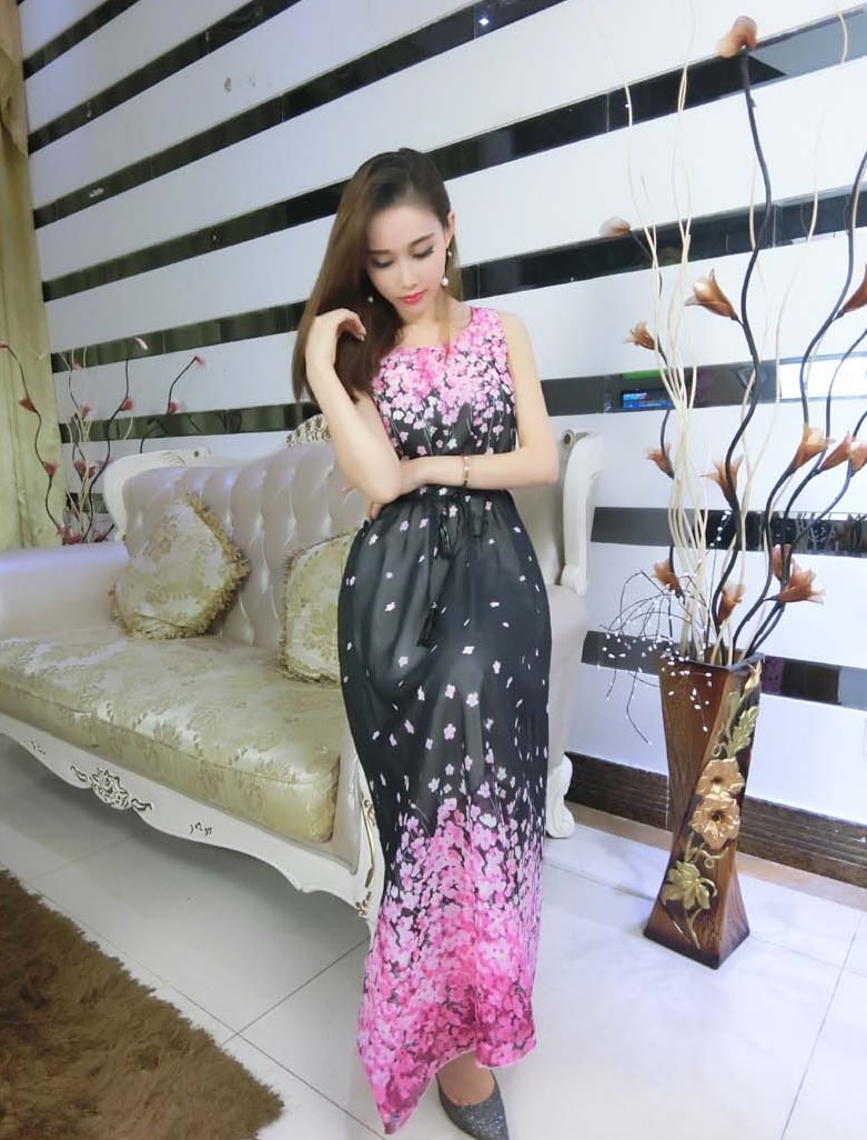 Chiffon Long Dress DS4073 Black