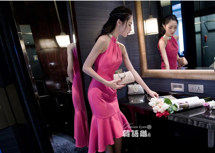 Elegant Dress DS4081 Rose Red