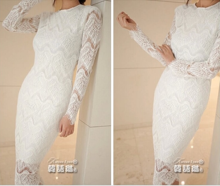 Lace Long Dress DS4086 White