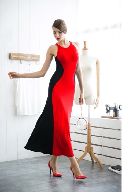 Silk Long Dress DS4091 Red