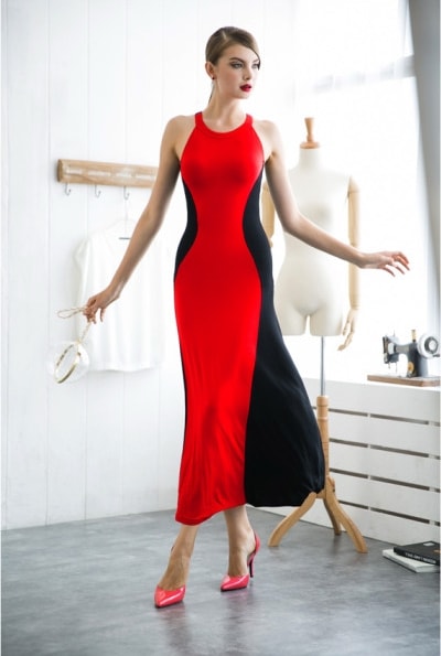 Silk Long Dress DS4091 Red