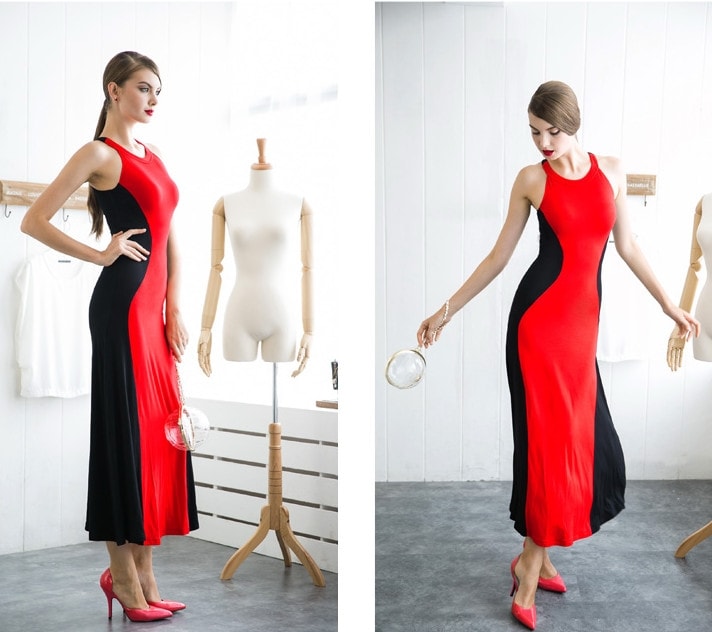 Silk Long Dress DS4091 Red