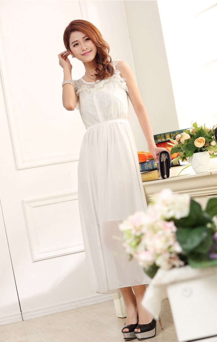 Chiffon Long Dress Import DS4096 White