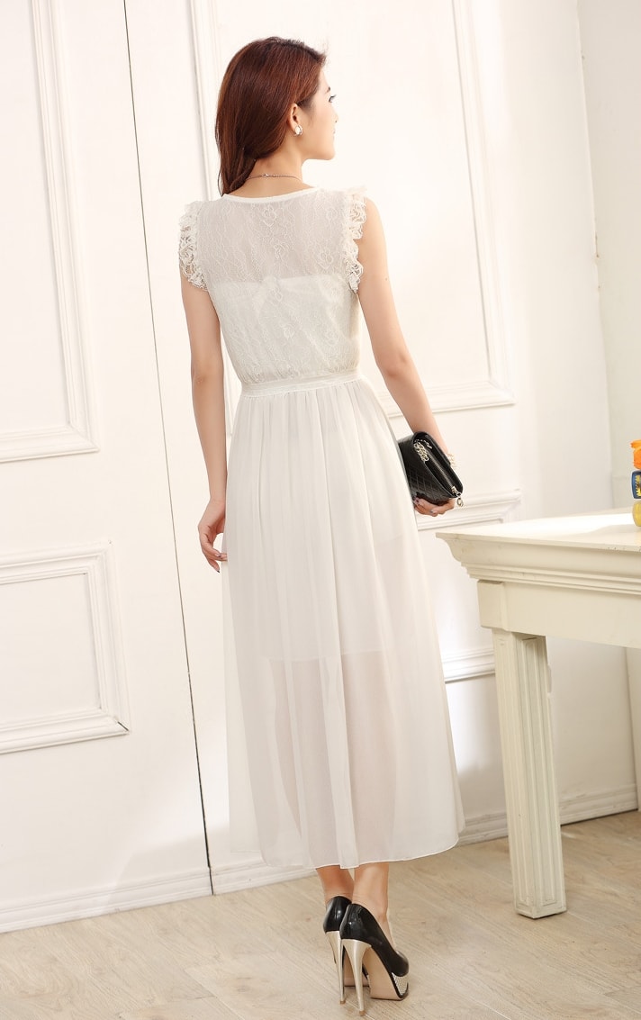 Chiffon Long Dress Import DS4096 White