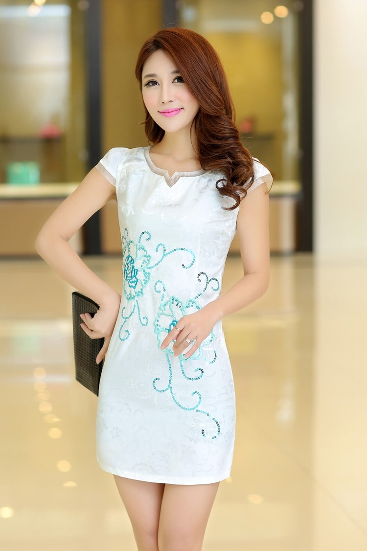 Cheongsam Dress Import DS4098 White