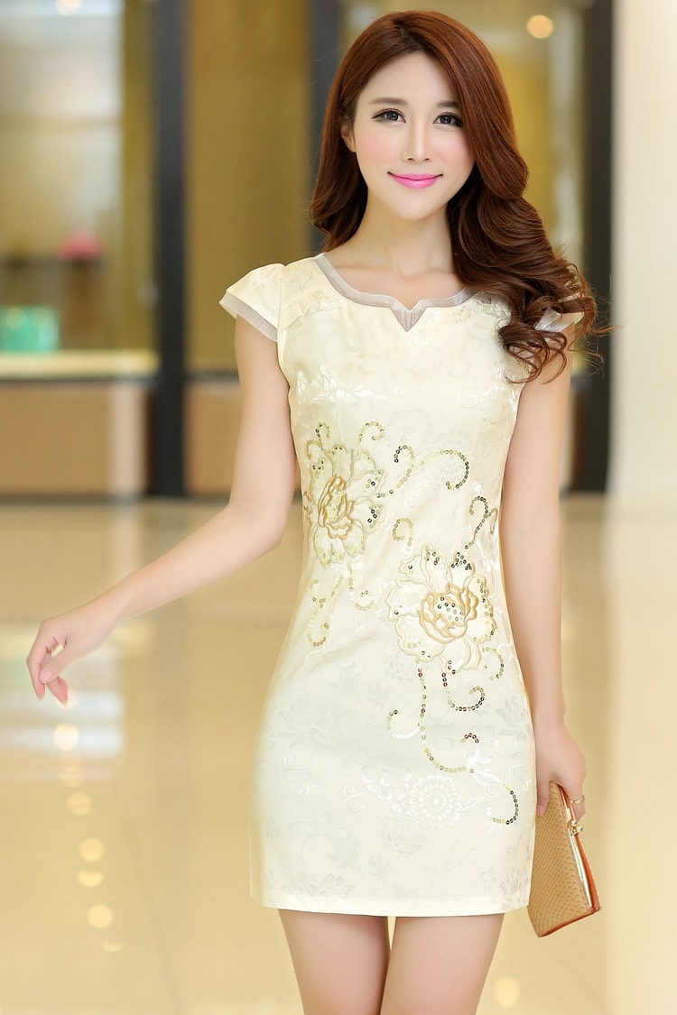 Cheongsam Dress Import DS4099 Gold