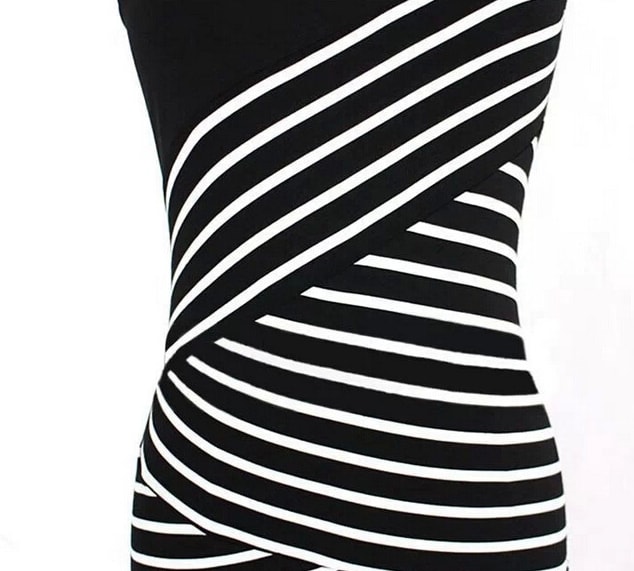 Stripe V-Neck Dress DS4100 Black