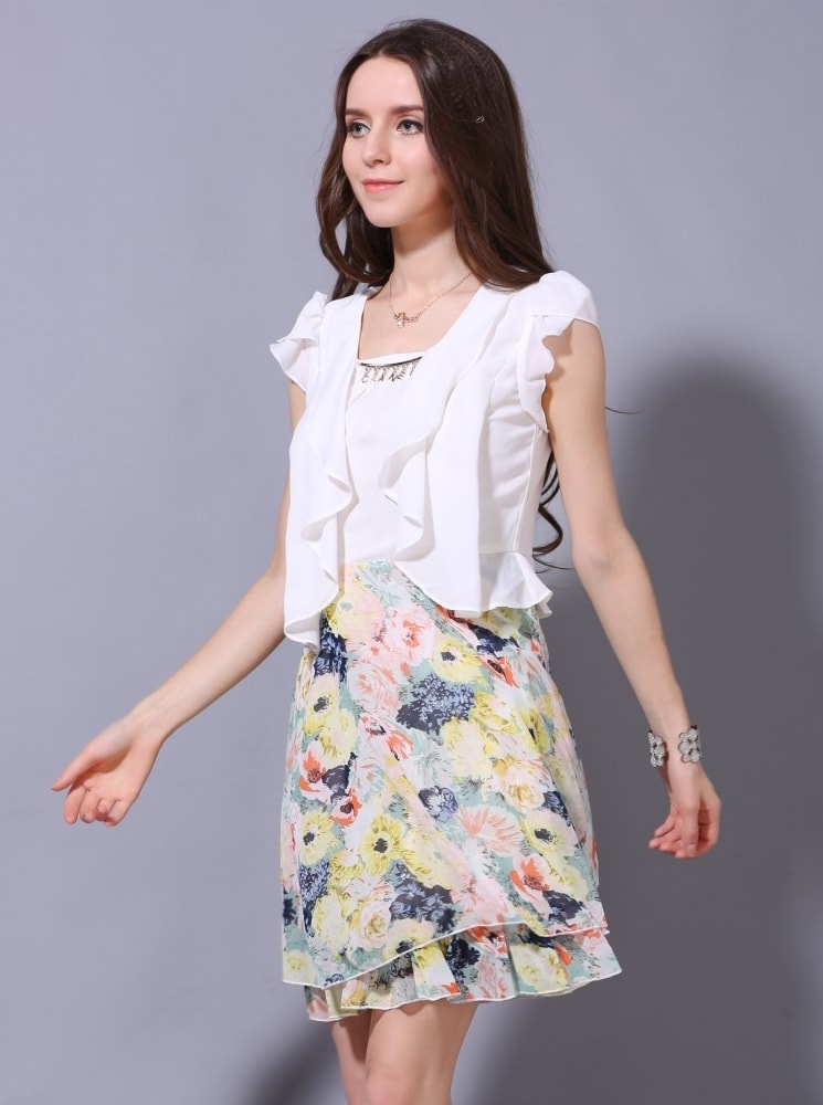 Premium Chiffon Dress Import DS4114 Flower