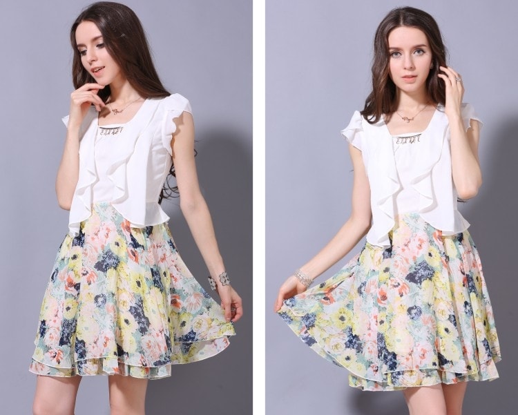 Premium Chiffon Dress Import DS4114 Flower