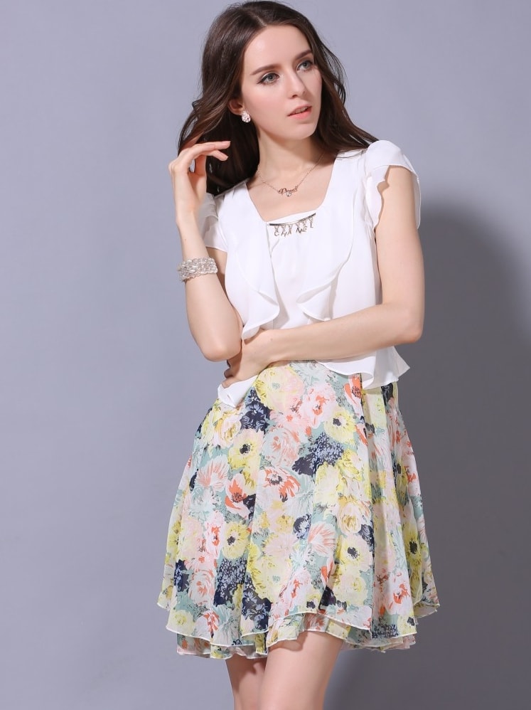 Premium Chiffon Dress Import DS4114 Flower