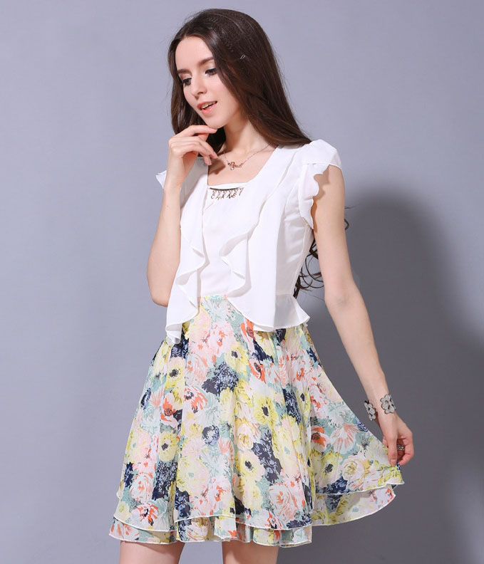 Premium Chiffon Dress Import DS4114 Flower