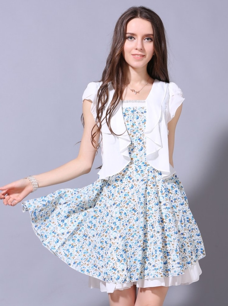 Premium Chiffon Dress Import DS4115 Blue