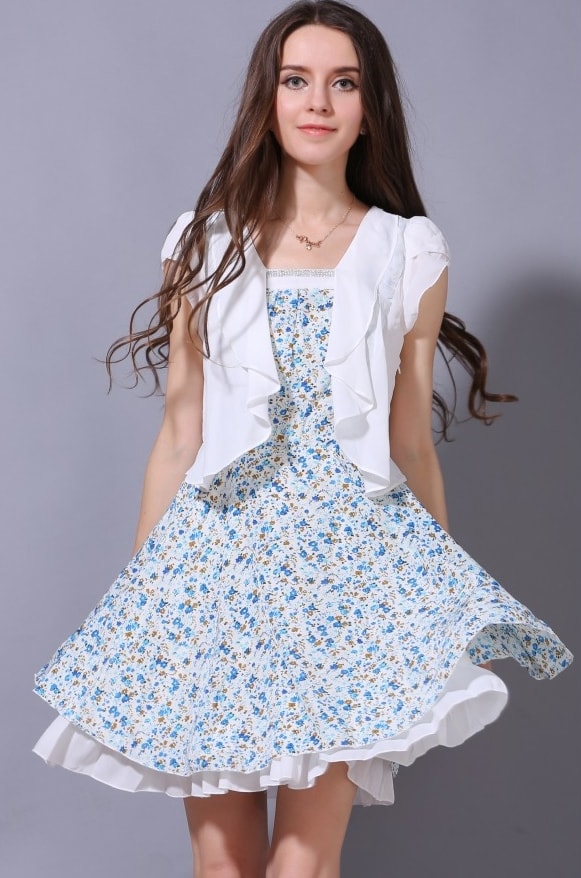 Premium Chiffon Dress Import DS4115 Blue