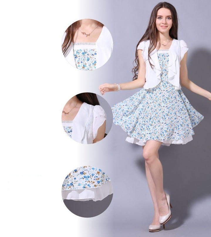 Premium Chiffon Dress Import DS4115 Blue