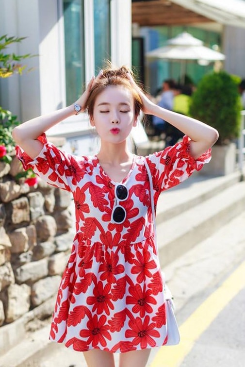 Korea Dress Import DS4121 Rose Red