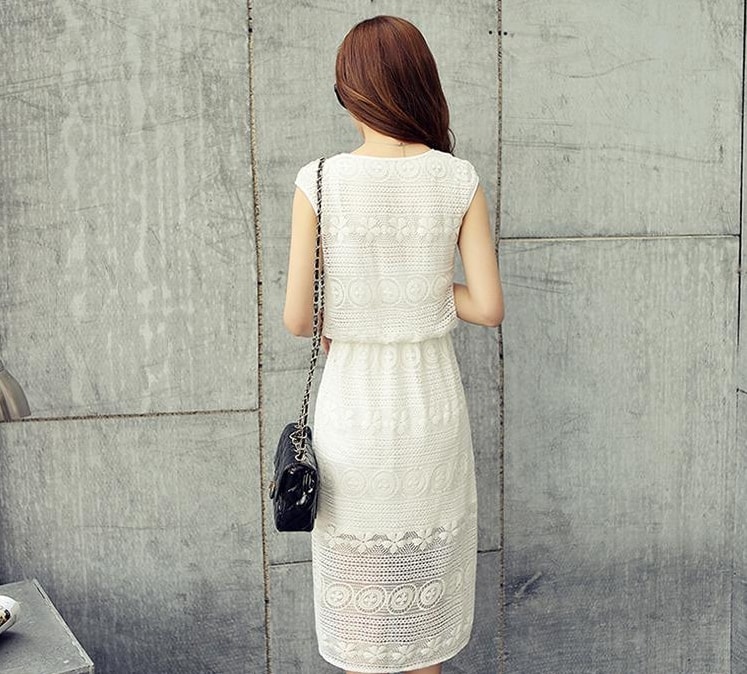 Premium Korea Long Dress DS4124 White