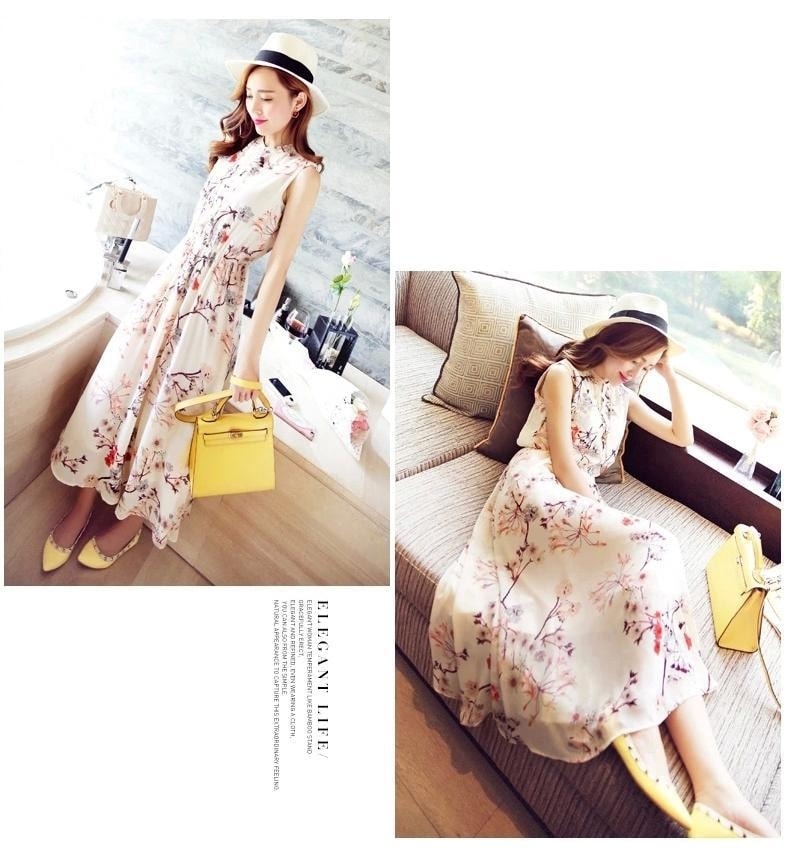 Long Dress Chiffon Import DS4125 Beige