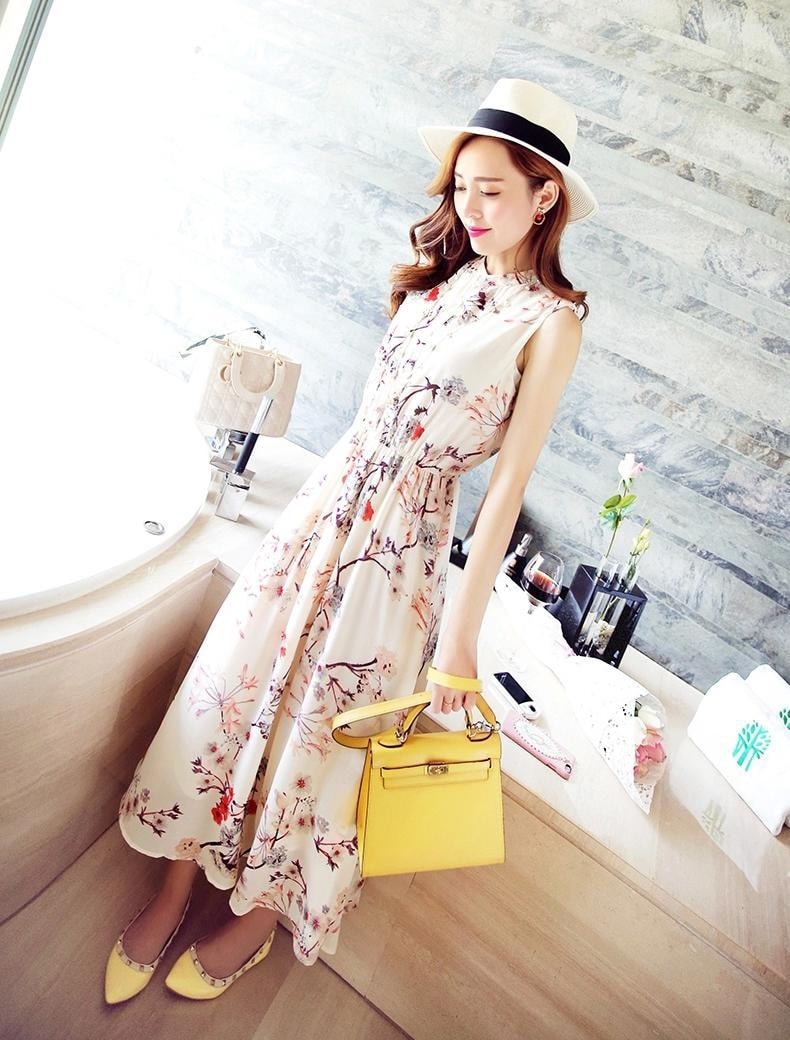 Long Dress Chiffon Import DS4125 Beige