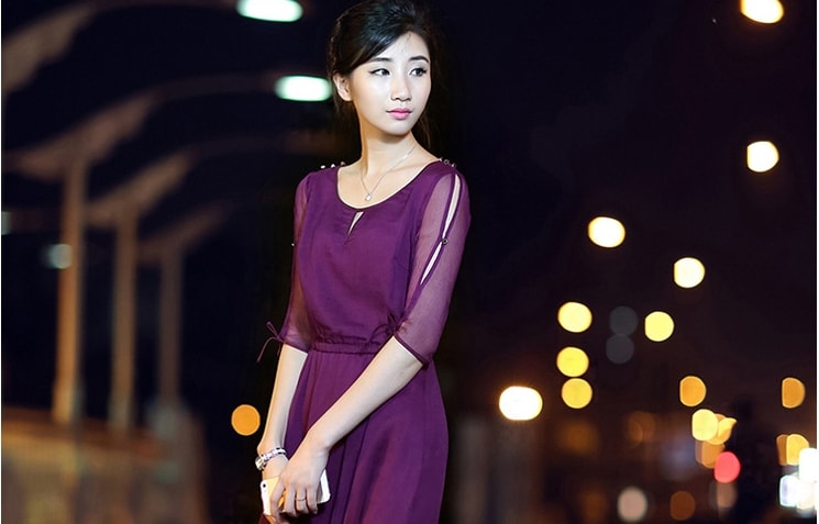 Premium Long Dress Import DS4126 Violet