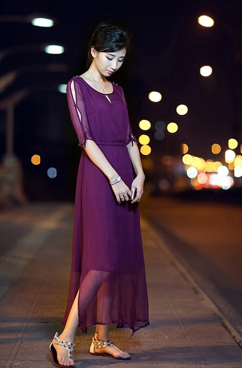 Premium Long Dress Import DS4126 Violet