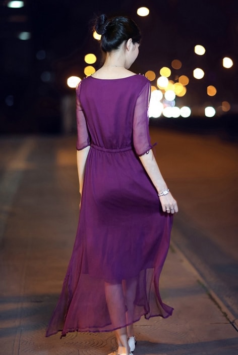 Premium Long Dress Import DS4126 Violet