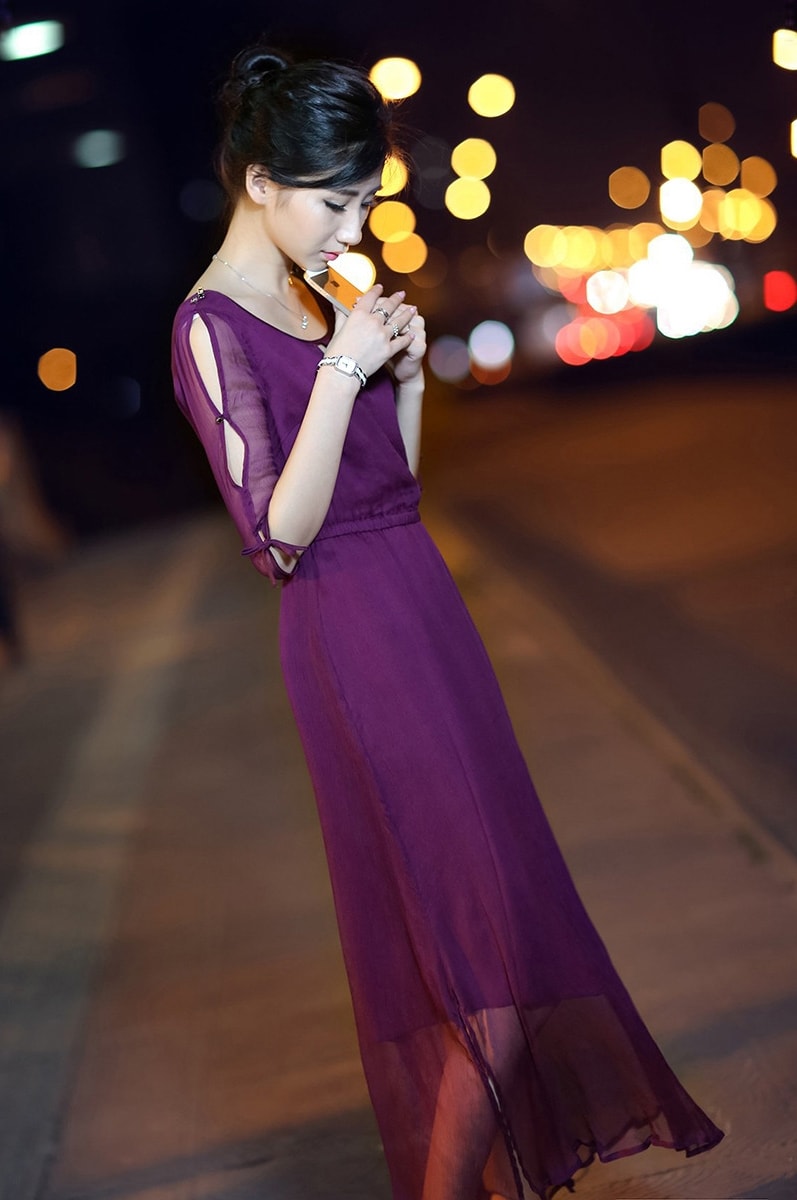 Premium Long Dress Import DS4126 Violet